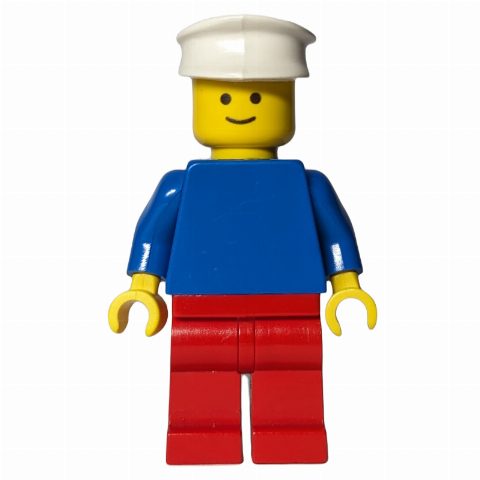 Minifigurka Blue Torso, Red Legs, White Cap