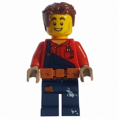 Minifigurka Harl Hubbs, Dark Blue Overalls, Utility Belt