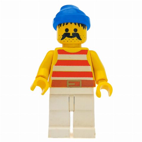 Minifigurka Pirate - Red Stripes, White Legs, Blue Bandana