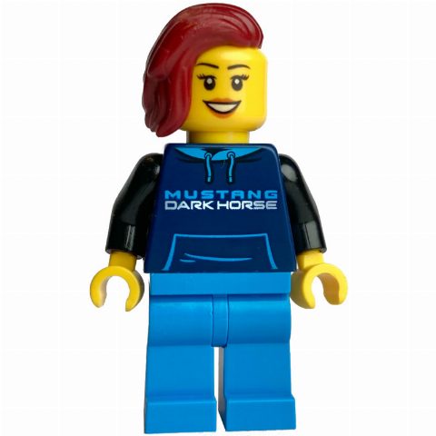 Minifigurka Race Driver - Dark Blue Torso, Dark Azure Legs, Dark Red Hair