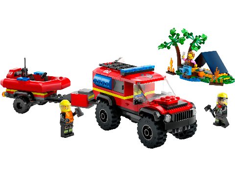 Zestaw LEGO® 4x4 Fire Engine with Rescue Boat (City)
