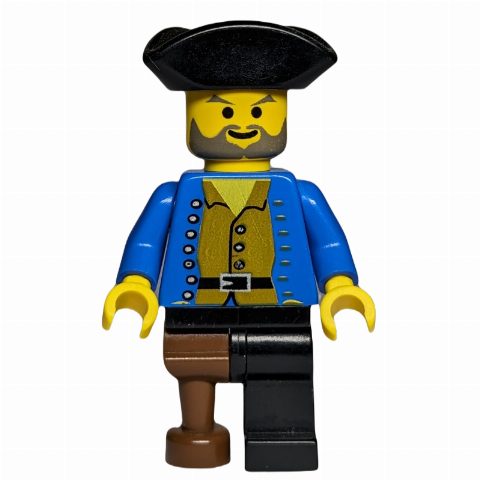 Minifigurka Pirate - Brown Shirt, Peg Leg, Black Tricorne