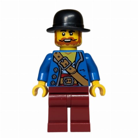 Minifigurka Robber, Blue Torso, Dark Red Legs, Black Hat
