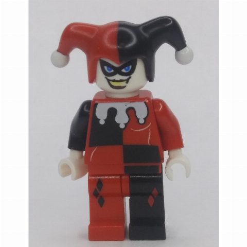 Minifigurka Harley Quinn in Black and Red Jester Outfit with White Hands