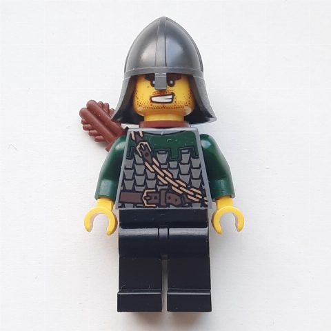 Minifigurka Dragon Knight, Archer, Dark Green, Helmet, Quiver (Pearl Titanium)