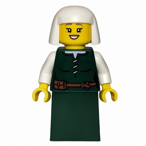 Minifigurka Castle Woman, Dark Green Dress, White Headdress