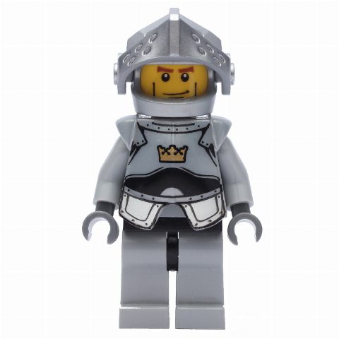 Minifigurka Knight, Gray, Armor, Helmet with Visor, Cheek Lines