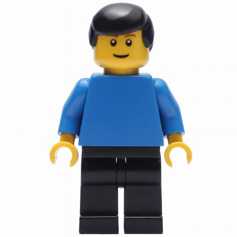 Minifigurka Blue Torso, Black Legs, Black Hair