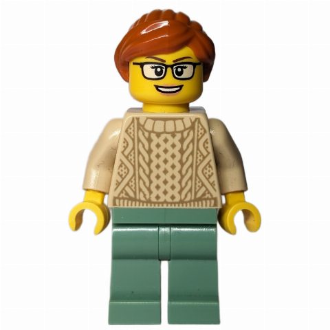 Minifigurka Tan Torso, Sand Green Legs, Dark Orange Hair