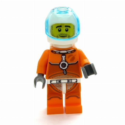 Minifigurka Astronaut - Orange Torso and Legs, White Helmet, Trans-Light Blue Visor, Beard