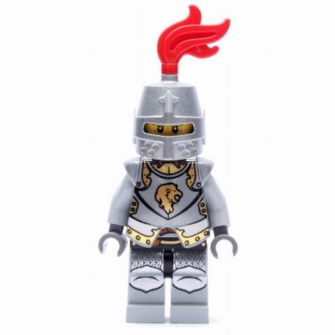 Minifigurka Lion Knight, Armour, Helmet with Red Plume (Flat Silver)