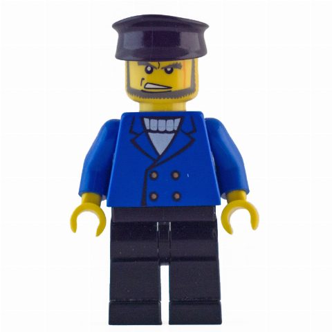 Minifigurka Man, Blue Jacket over White Sweater, Black Hat, Beard
