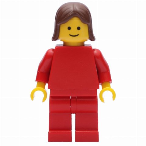 Minifigurka Woman, Red Torso, Red Legs, Brown Hair (3626b Head)