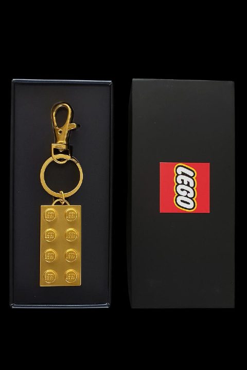 Zestaw LEGO® 2 x 4 Plate - Chrome Gold Key Chain in Presentation Box (Gear)