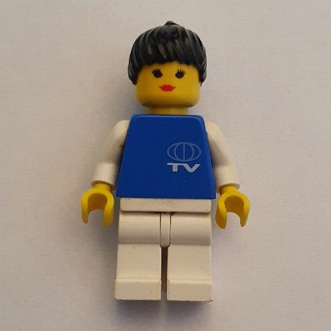 Minifigurka TV Worker - Blue Torso, White Legs, Female