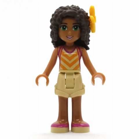 Minifigurka Andrea - Bright Light Yellow Top, Tan Shorts