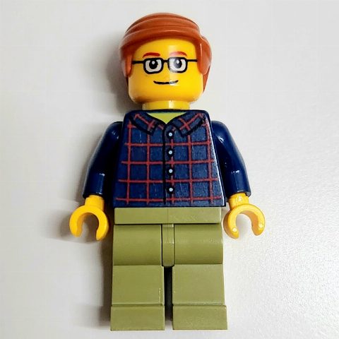 Minifigurka Dark Blue Torso, Olive Green Legs, Dark Orange Hair