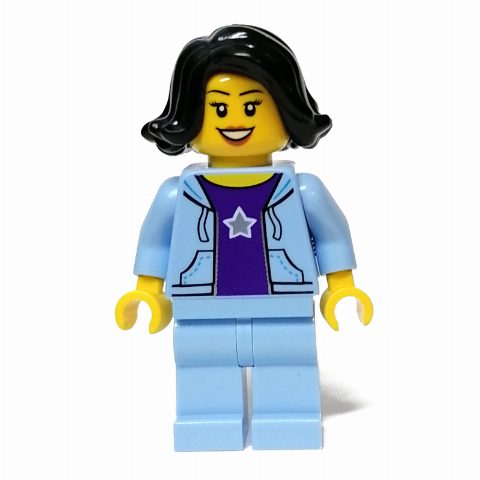 Minifigurka Bright Light Blue Torso and Legs, Black Hair