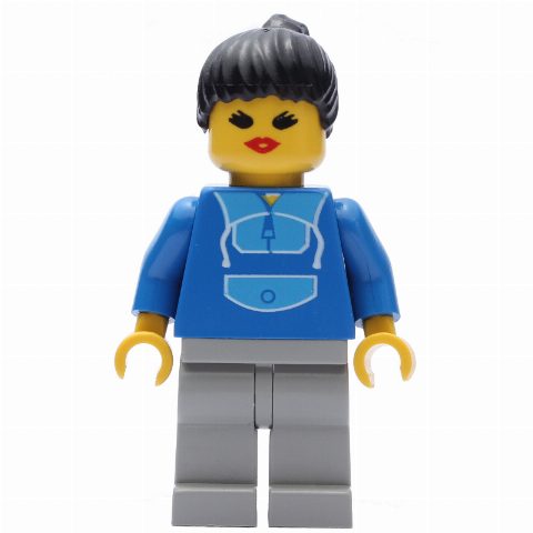 Minifigurka Woman, Blue and Light Gray Jogging Suit, Black Hair