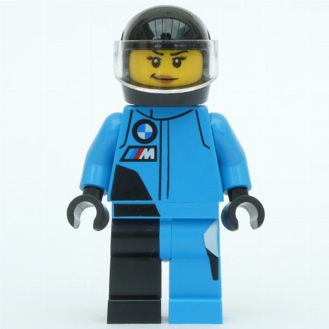 Minifigurka Race Driver - Dark Azure Racing Suit, Black Helmet