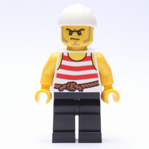 Minifigurka Pirate - Red Stripes, Black Legs, White Bandana