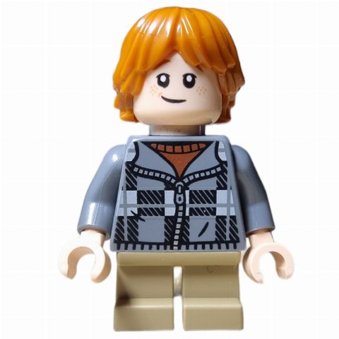 Minifigurka Ron Weasley, Dark Bluish Gray Plaid Jacket with Zipper, Short Legs
