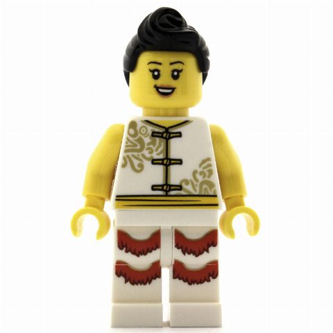 Minifigurka Woman, White Robes with Ties, White Legs, Black Hair