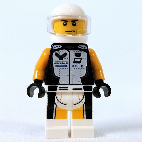 Minifigurka Race Driver - Black Torso, White Legs, White Helmet