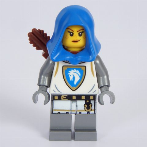 Minifigurka Archer, White Tunic, Blue Hood, Quiver