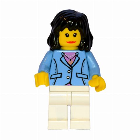 Minifigurka Woman - Medium Blue Jacket, White Legs