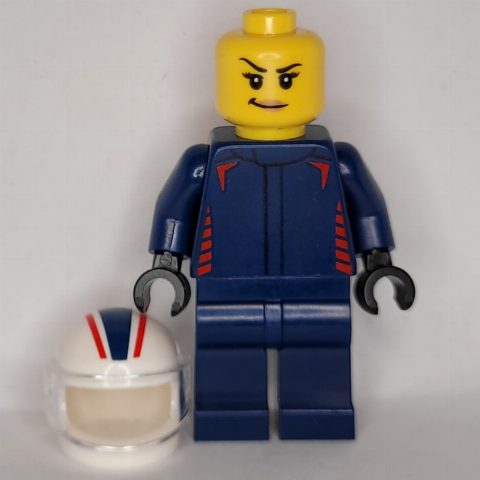 Minifigurka F1 Driver, Red Bull, Dark Blue Suit