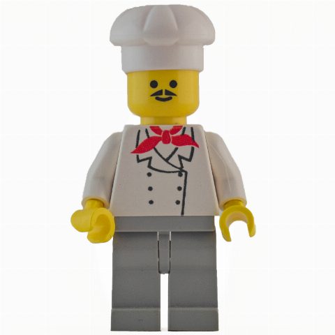 Minifigurka Chef - White Torso, Light Gray Legs, Moustache