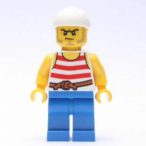 Minifigurka Pirate - Red Stripes, Blue Legs, White Bandana