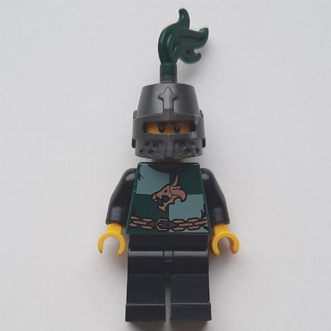 Minifigurka Dragon Knight, Dark Green, Helmet with Dark Green Plume, Moustache and Stubble (Pearl Titanium)
