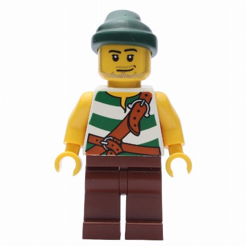 Minifigurka Pirate - White/Green Vest, Reddish Brown Legs, Dark Green Bandana