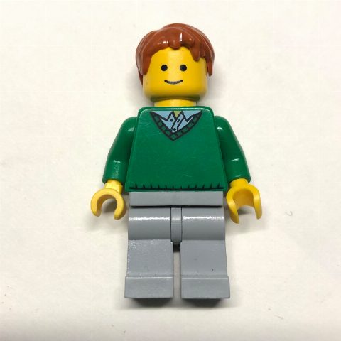 Minifigurka Green Torso, Light Bluish Grey Legs, Dark Orange Hair