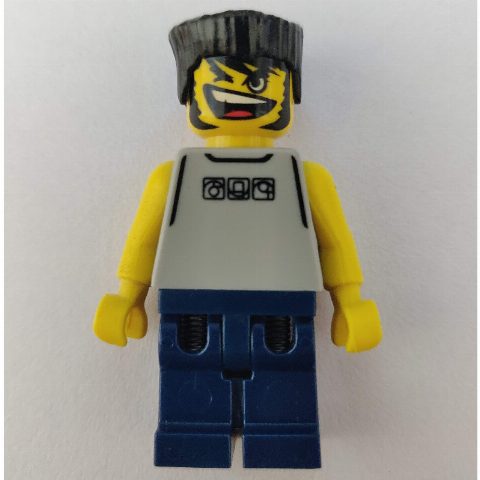 Minifigurka Basketball Player, Light Gray Torso and Dark Blue Legs, Black Flat Top Hair
