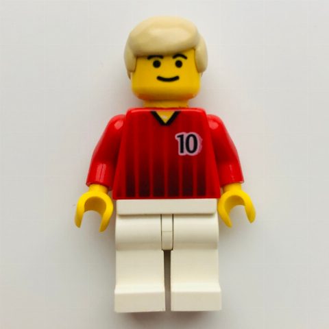Minifigurka Soccer Player Red Torso, White Legs #10