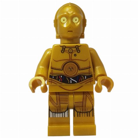 Minifigurka C-3PO, Pearl Gold, Colorful Wires, Printed Legs