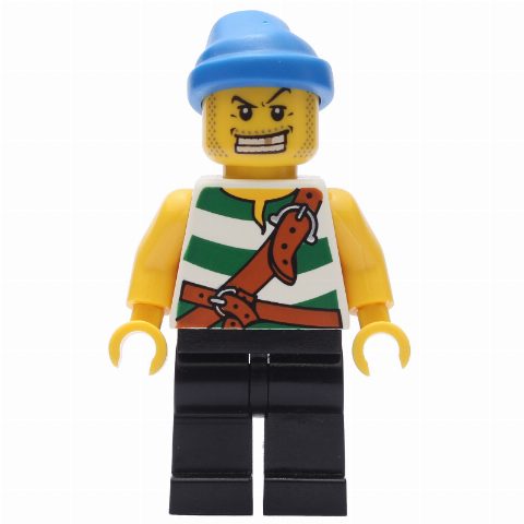 Minifigurka Pirate - Green Stripes, Black Legs, Blue Bandana