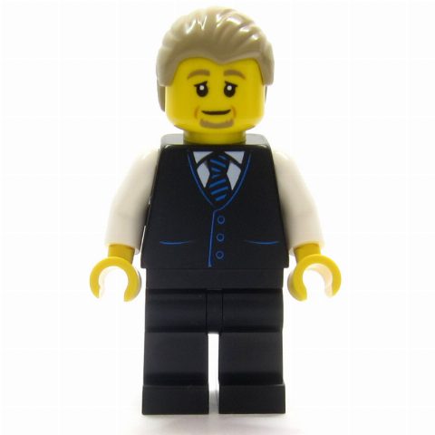 Minifigurka Air Traffic Controller, Black Suit, Dark Tan Hair