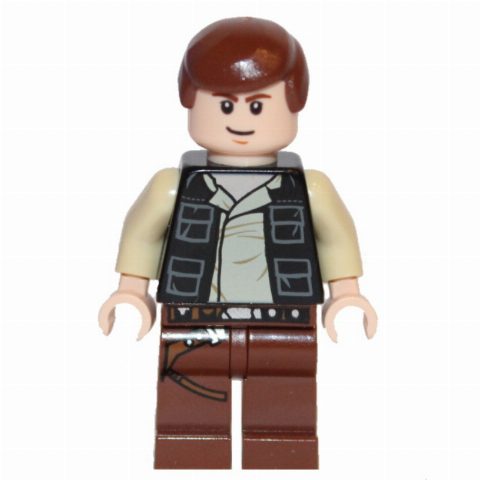 Minifigurka Han Solo, Black Vest, Reddish Brown Legs, White Pupils