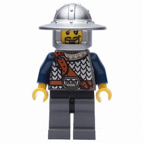 Minifigurka Knight, Dark Blue, Wide Brim Helmet, Goatee Beard
