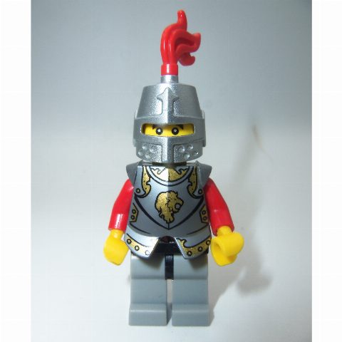 Minifigurka Knight, Red, Silver Armor, Helmet with Red Plume