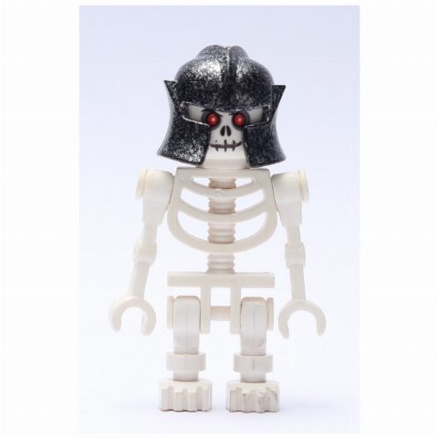 Minifigurka Skeleton, Red Eyes, Speckle Black-Silver Helmet