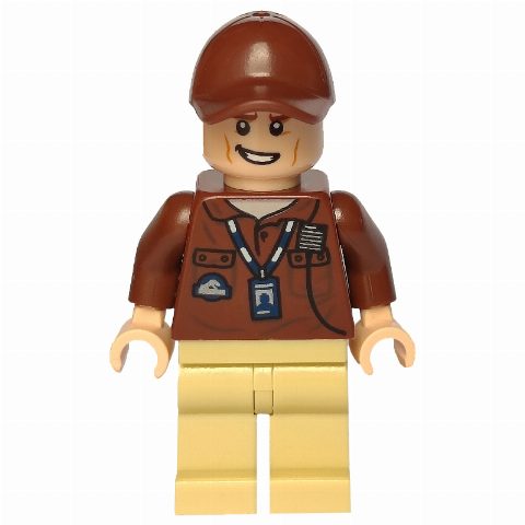 Minifigurka Park Worker, Reddish Brown Jacket, Tan Legs, Cap