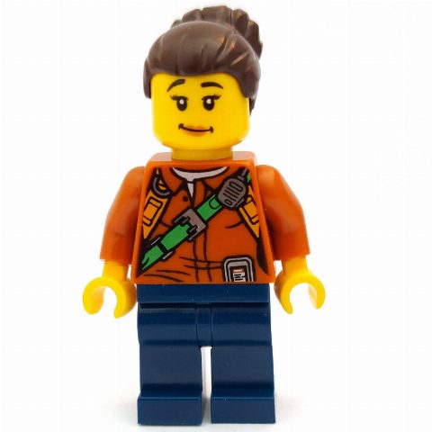 Minifigurka Explorer, Woman, Shirt with Straps and Radio, Dark Brown Hair