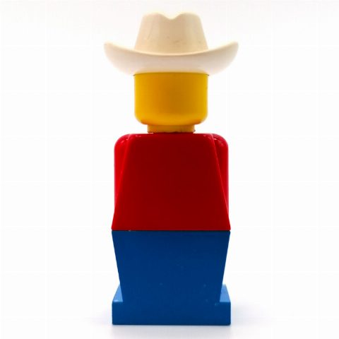 Minifigurka LEGOLAND Red Torso, Blue Legs, White Cowboy Hat