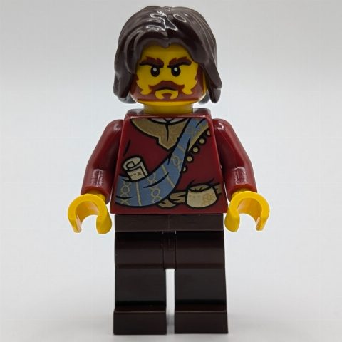 Minifigurka Dark Red Robes, Dark Brown Legs, Dark Brown Hair