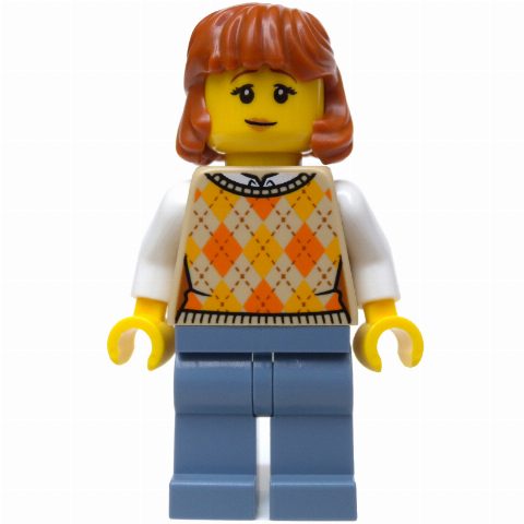 Minifigurka Tan Torso, Sand Blue Legs, Dark Orange Hair